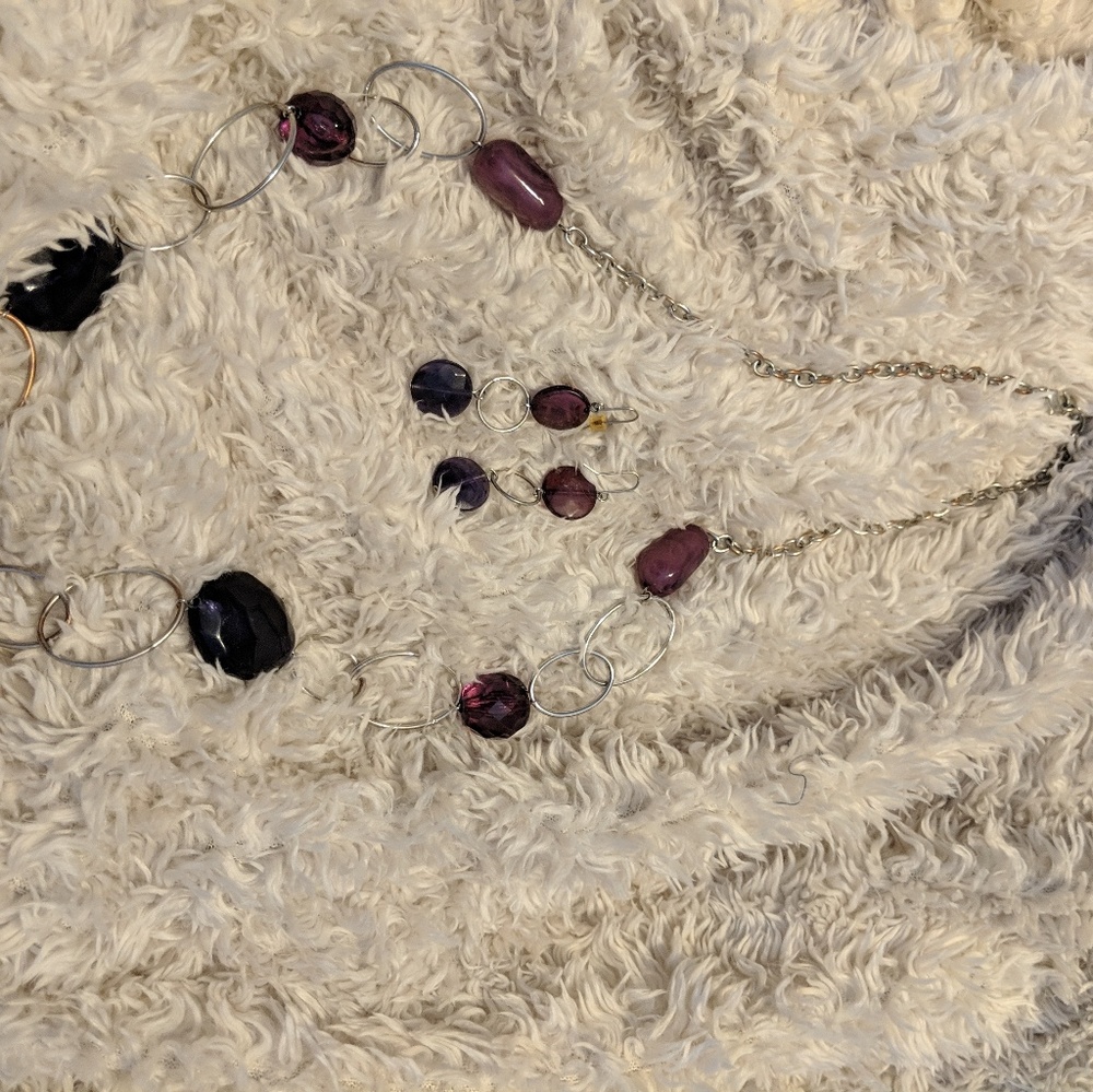 Purple Necklace & Earrings